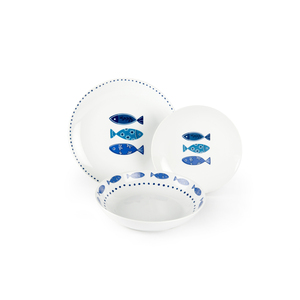 Juego de Vajilla Excelsa de 18 Piezas, Platos de Porcelana Azul Océano con Diseño de Peces, Estilo Nórdico, Apto para Lavavajillas - Product Image 2