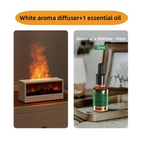 Diffuseur d'huiles essentielles et humidificateur d'ambiance 3D à sept couleurs avec simulation de flamme de cheminée pour bureau