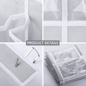 <b>Shoe</b> Pockets Simple Houseware PVC Over the Door & Wardrobe Hanging Organizer 4 Strong Metal <b>Hooks</b> Foldable Design - Product Image 6