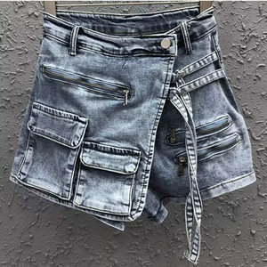 Summer Jean <strong>Shorts</strong> Wholesale Custom logo Casual Denim <strong>Cargo</strong> <strong>Shorts</strong> for Women <strong>Ladies</strong> - Product Image 2