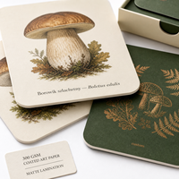 Cartes d'apprentissage personnalisées sur la faune forestière et les champignons, noms des espèces en latin, écologiques, durables, papier couché mat 300 g/m²