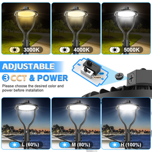 Lámpara LED Circular para Poste de 100W/80W/60W con CCT Ajustable 3/4/5K, para Exteriores, Jardín, Disponible en EE. UU. - Product Image 4
