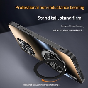เคสโทรศัพท์อะคริลิคสีทองกลิตเตอร์ รุ่น <span class=keywords><strong>13</strong></span> 14 <span class=keywords><strong>Pro</strong></span>/ Plus/14 Max ดีไซน์เรียบง่าย ผิวด้าน พร้อมขาตั้งหมุนได้ 360 องศา - Product Image 3