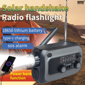 Lampe de poche électrique à manivelle, radio multifonctionnelle, équipement d'évacuation en cas de tremblement de terre, panne de courant solaire, prévention des catastrophes, équipement d'urgence - Product Image 5