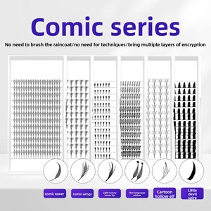 Extensions de cils préfabriquées <span class=keywords><strong>Manga</strong></span> Anime, effet éventail, style aile d'elfe, en grappe, racine plate, pour un épanouissement facile, sans besoin de colle - Product Image 1