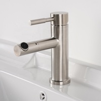 Robinet de lavabo de salle de bain de haute qualité à poignée robuste, rotatif à 360°, en acier inoxydable 304 brossé