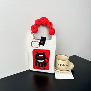 Luxe Ins Nieuwe Mobiele Telefoon Tas met Deksel Schattig Cartoon Gebreid Niche Design Trendy Schoudertas Crossbody Lente 2024 - Product Image 4