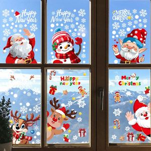 Pegatinas Estáticas para Ventanas y Puertas de Vidrio con Diseño de Papá Noel, Renos y Muñecos de Nieve, Decoración Navideña Impermeable y Ecológica de PVC, Color Blanco - Product Image 3