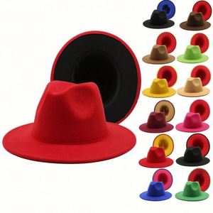 Sombreros Fedora de Fieltro de Lana de 40 Colores, Elegantes, de Dos Tonos, Personalizados, Lisos, de 7.5 cm de Ancho, para Mujer, Venta al por Mayor 2023 - Product Image 1