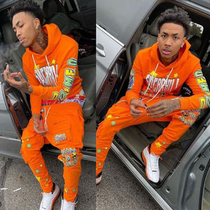 Tuta Sportiva da Uomo Personalizzabile con Logo, Taglie Forti, <span class=keywords><strong>Felpa</strong></span> con Cappuccio <span class=keywords><strong>e</strong></span> Pantaloni, Set 2 Pezzi, Tuta da Jogging <span class=keywords><strong>Cargo</strong></span> - Product Image 3