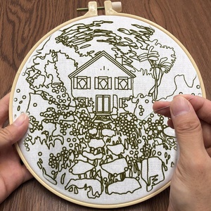 Kit de broderie pour adultes débutants avec motifs de paysages de jardin, cerceaux et instructions, artisanat manuel, point de croix - Product Image 2