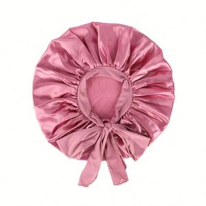 Bonnets de nuit en satin grande taille avec bande élastique pour cheveux bouclés – Cadeau promotionnel de voyage - Product Image 2