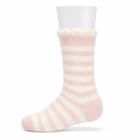 Chaussettes en laine personnalisées OEM ODM pour femmes, à revers volanté, rayées, douces et confortables, en tricot, pour la maison et le salon, vente en gros