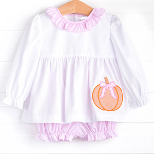 Applique di zucca Peter Pan collare con volant sorella abbinata per bambini vestiti blu Mini punto di cotone monogramma abiti per bambini - Product Image 3