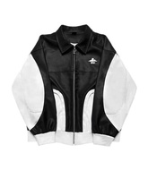 Vestes en cuir PU surdimensionnées à col montant et fermeture éclair intégrale, style streetwear, bicolores personnalisées en polyester, pour hommes