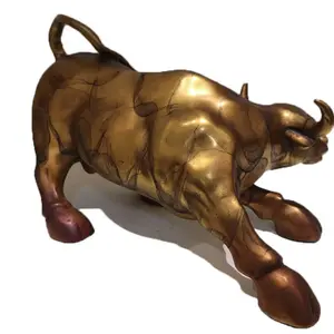 Fábrica de escultura de toro de cobre grande Escultura de cobre Wall Street Bull Outdoor Square Pure Copper Bull Sculpturee