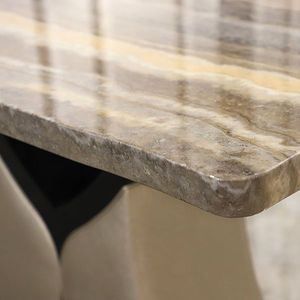 Ensemble de table à manger en cuir et marbre de luxe, 6 places, table à manger moderne avec plateau en marbre et ensemble de chaises - Product Image 4