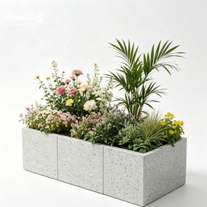 Jardinera Larga Texturizada de Terrazo GFRC, Resistente y Duradera, con Ranuras, Ideal <span class=keywords><strong>para</strong></span> Campos de Golf, Áreas de Recreo y Decoración de Paisajes - Product Image 1