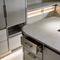 Meubles de cuisine intégrés avec four et plaque de cuisson encastrés
