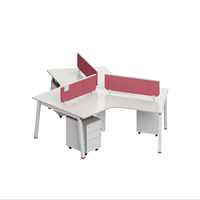 Poste de travail de bureau moderne pour 3 personnes à 120 degrés avec écran de confidentialité, bureau modulaire en forme de Y pour projets