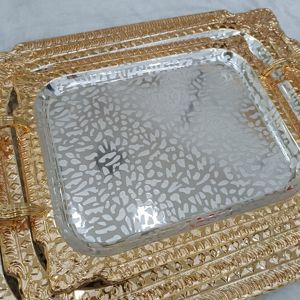 الأكثر مبيعاً فندق مطعم منزلي عربي 3 من الذهب الوردي طقم تقديم طعام فاخر - Product Image 4
