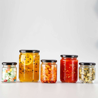 Stoples Kaca Premium 8oz, 12oz, 16oz, 240ml, 350ml, 500ml, 730ml dengan Tutup untuk Rempah-rempah, Madu, Selai & Penyimpanan Makanan