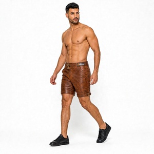 Pantalones Cortos Bermuda para Hombre Tiierwear, Aspecto de Cuero Sólido, Transpirables, Ecológicos, Impermeables, Tejidos, con Botones, Bolsillos con Cremallera, Cintura Media - Product Image 1