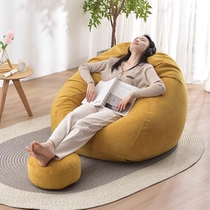 Fauteuil paresseux Bean Bag en tissu velours de lin épaissi, idéal pour s'asseoir ou s'allonger, fauteuil inclinable une place - Product Image 2