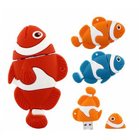 Clés USB promotionnelles en vrac, en forme de poisson doré, en caoutchouc PVC personnalisé, USB 2.0, 4 Go, 8 Go, 32 Go, 64 Go, 128 Go, en silicone souple 3D, mignonnes