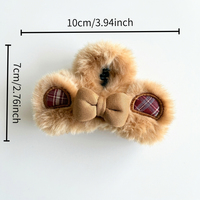 Pince à cheveux en tissu peluche coréen à carreaux marron, couleur personnalisable, pince à griffes, usage quotidien, haute qualité, faite à la main