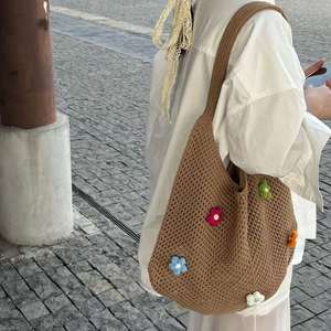 Wholesale Custom <b>Knitted</b> Shoulder <b>Bag</b> with Floral Embroidery - Product Image 2