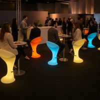 Tabouret de bar moderne à LED, en PE rotomoulé, avec éclairage RGB, chaise de bar lumineuse, étanche IP65, pour bar, club, hôtel, événement, fête