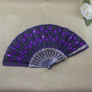 Plastic Folding Hand Fan Spanish Embroidery <b>Sequin</b> Hand Fan for Decoration - Product Image 3