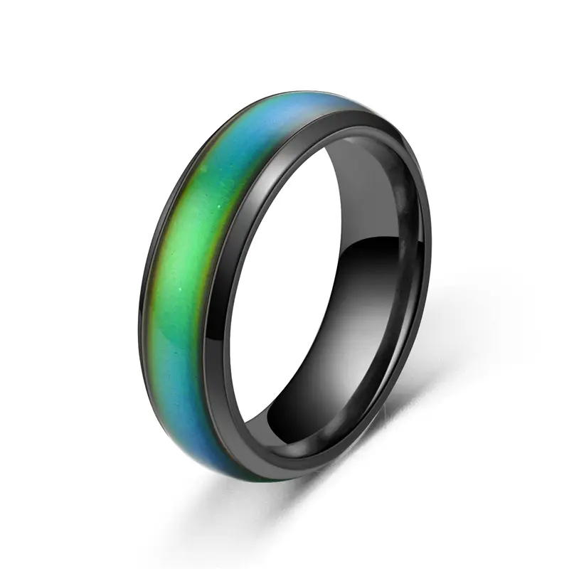 2024 été bijoux sensible à la température couleur changeante bande de mariage en acier inoxydable couleur changement humeur anneau pour hommes femmes