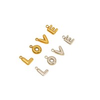 Breloques Lettres Alphabet en Acier Inoxydable Plaqué Or 18K Tendance A-Z Pendentifs Initiaux pour Fabrication de Bijoux DIY Colliers Enfants