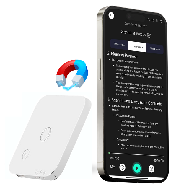 ChatGPT AI Voice Recorder Dual HD Mic 32GB AI Mini USB Smart APP WIFI Audio Voice Recorder AI-Powered Voice to Text Recorder AI