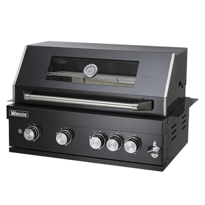 Barbecue au gaz GPL à 5 brûleurs, robuste, en acier inoxydable avec revêtement en poudre noire, allumage électronique, flamme tamisée, moderne, encastrable, villa - Product Image 6