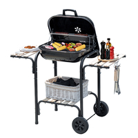 Barbecue fumoir moderne haut de gamme en acier émaillé, avec chariot réglable en hauteur, facilement transportable, pour charbon de bois