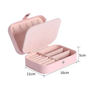 Estuche de Viaje Pequeño de Cuero PU para Joyas, Doble Capa, Portátil, Mini, para Guardar Aretes y Anillos, para Mujeres y Niñas - Product Image 3