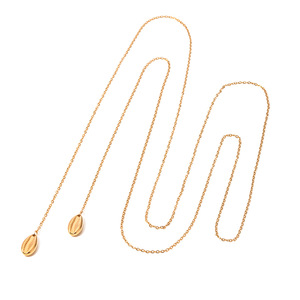 ERESI <span class=keywords><strong>Collier</strong></span> double couche infiniment coquillage <span class=keywords><strong>Collier</strong></span> plaqué or 18 carats avec long pompon en coquillage pour femmes - Product Image 3
