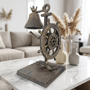 Campana de Comedor con Forma de Timón de Barco, Estilo Retro, Decoración Artesanal con Temática Oceánica - Product Image 4