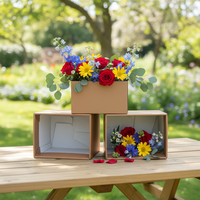 Boîte à fleurs en carton ondulé à 3 couches en matériaux recyclés haut de gamme, durable, pour la livraison de fleurs, boîte à emporter pour fleuristes, boîte à bouquet à emporter en papier