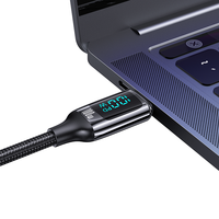 Kabel Data USAMS 100W USB C Tipe C PD Pengisian Cepat Berbahan Zinc Alloy dengan Tampilan Digital Daya