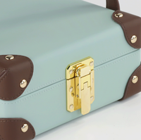 Boîte de rangement portable pour 3 montres en cuir PU, avec coussinets, poignée et fermeture, bleu clair, organisateur de montres et de bijoux
