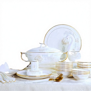 Luxury Classic Bone China Glazed Tableware <b>Set</b> Various Specifications Hotels <b>Restaurants</b> Weddings Commercial Use Dishwasher Safe - Product Image 3