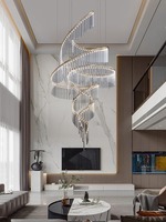Plafonnier design de luxe moderne Grande bande rotative en cristal Lustre artistique irrégulier en verre Maison Villa Duplex