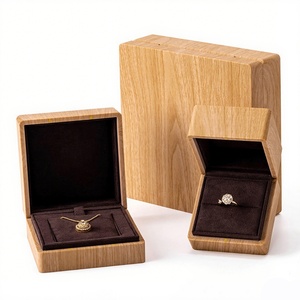 Custom Vintage Wood Grain <b>Spray</b> Painting Suede Lining Jewelry Gift Box Classic Ring Pendant Jewelry Set Box Customizable logo - Product Image 2
