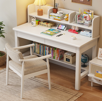 Bureau d'étude en bois massif avec étagère et bibliothèque, table d'écriture pour enfants, bureau informatique pour la maison, vente en gros pour chambre et appartement