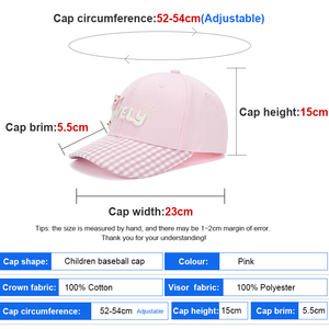 Gorra de Béisbol Infantil de Algodón con Lazo de Cuadros, Ajustable, para Niñas, Protección Solar, Deportiva, Venta al Por Mayor - Product Image 2