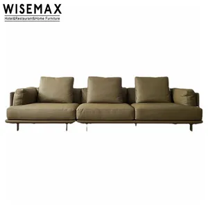 Wisemax đồ nội thất ý tối giản sofa Set đồ nội thất phòng khách hiện đại sang trọng da L hình dạng góc sofa với chức năng giường